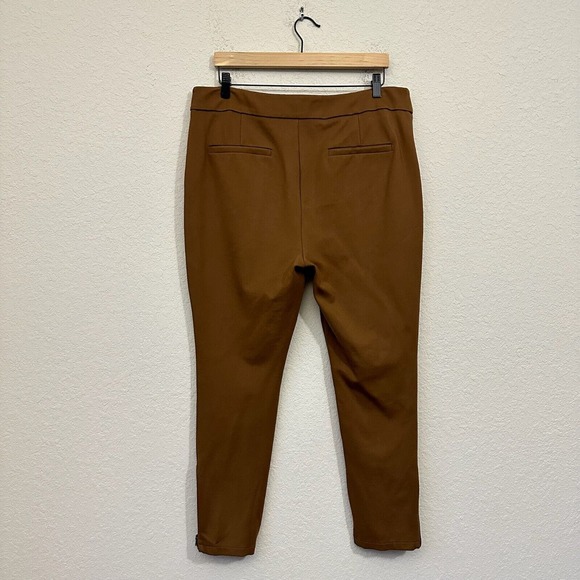 THE ESSENTIAL SLIM by ANTHROPOLOGIE Ankle Zip Trousers Pants Camel Brown - Picture 6 of 14